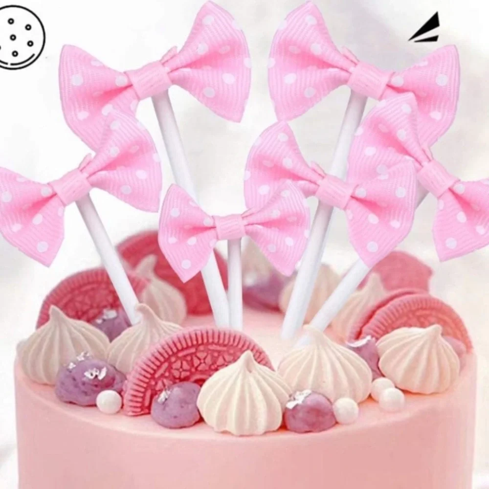 Bowknot Cupcake and Cake Toppers 20 Pieces NWT